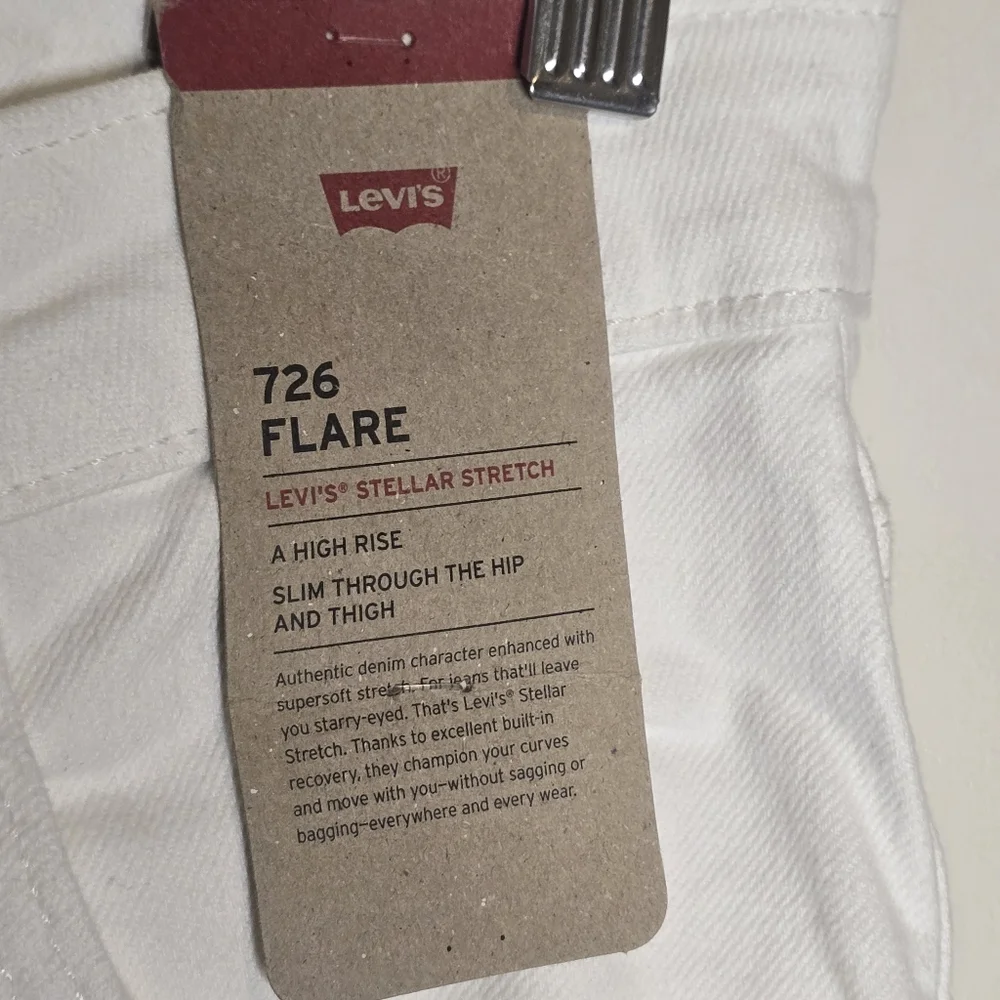 Levi's 726 Flare Jeans White Denim High Rise Size 31 X 32 - Picture 4 of 8